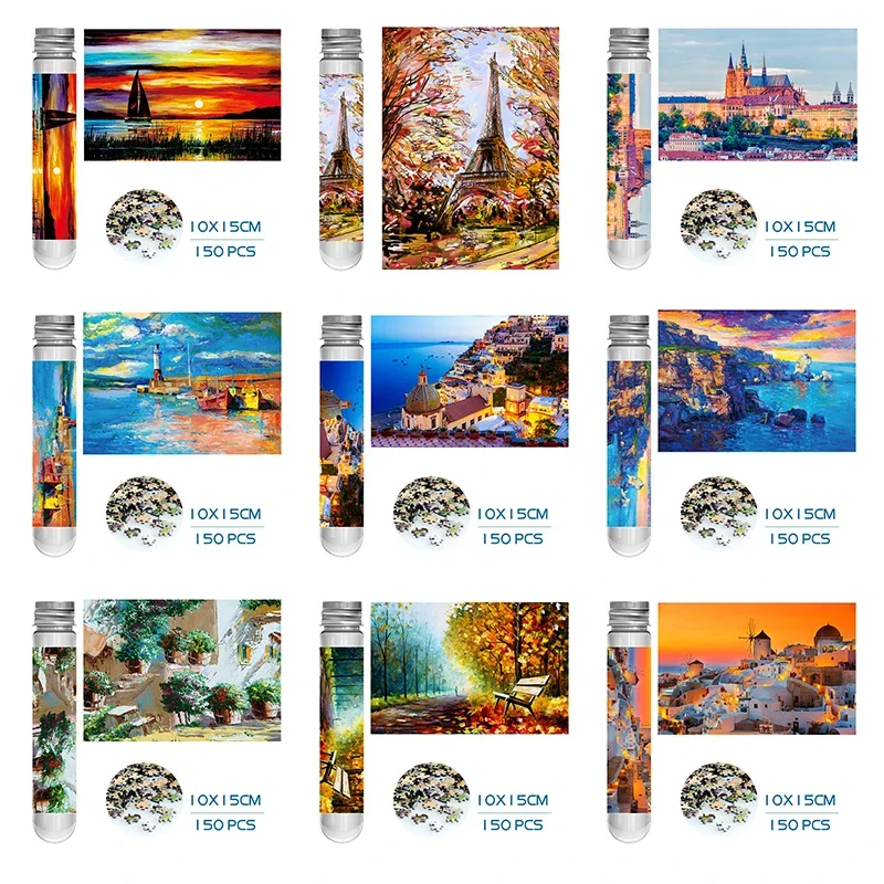 150PCS Mini Test Tube Jigsaw Puzzles Prague Square Decompression Toy Landamark Puzzle Fridget Puzzle Game Family Decoration 6