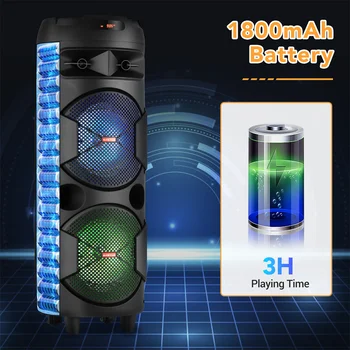 5000W Portable Bluetooth Speaker Subwoofer Heavy Bass Sound System Party with Microphone and Remote Dual 8