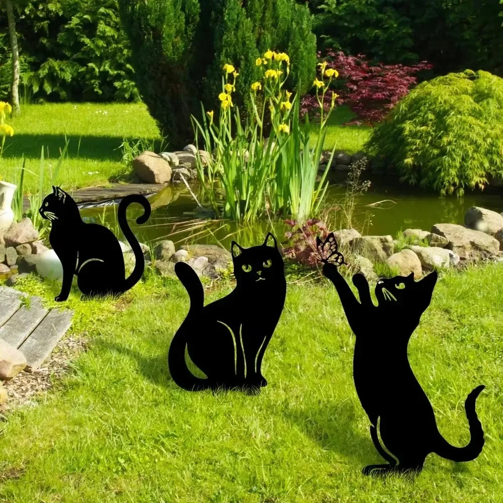 Cute Cat Garden Silhouette Stakes – Tiki-Inspired Outdoor Decor 3