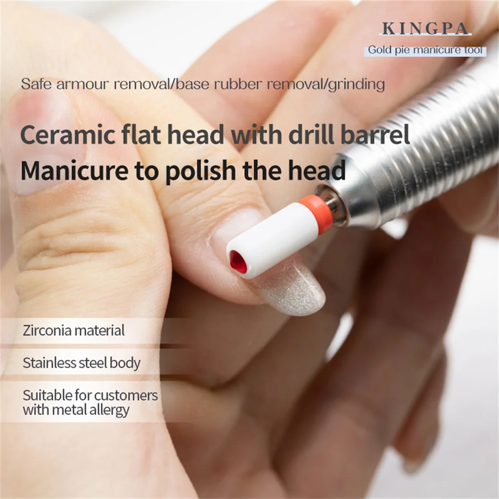 

6.6mm Crystal Large Barrel Bit Professional Ceramic Bur Edge Care Stainless Steel No Fever Milling Cutter Manicure Set Nail Bits