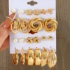 Vintage Metal Twisted Rope Knot Stud Earrings Fashion Hollow Butterfly Leaf Earrings Women's Versatile Big Set Jewelry Gift 2025 1