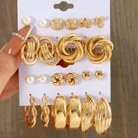 Vintage Metal Twisted Rope Knot Stud Earrings Fashion Hollow Butterfly Leaf Earrings Women's Versatile Big Set Jewelry Gift 2025 1