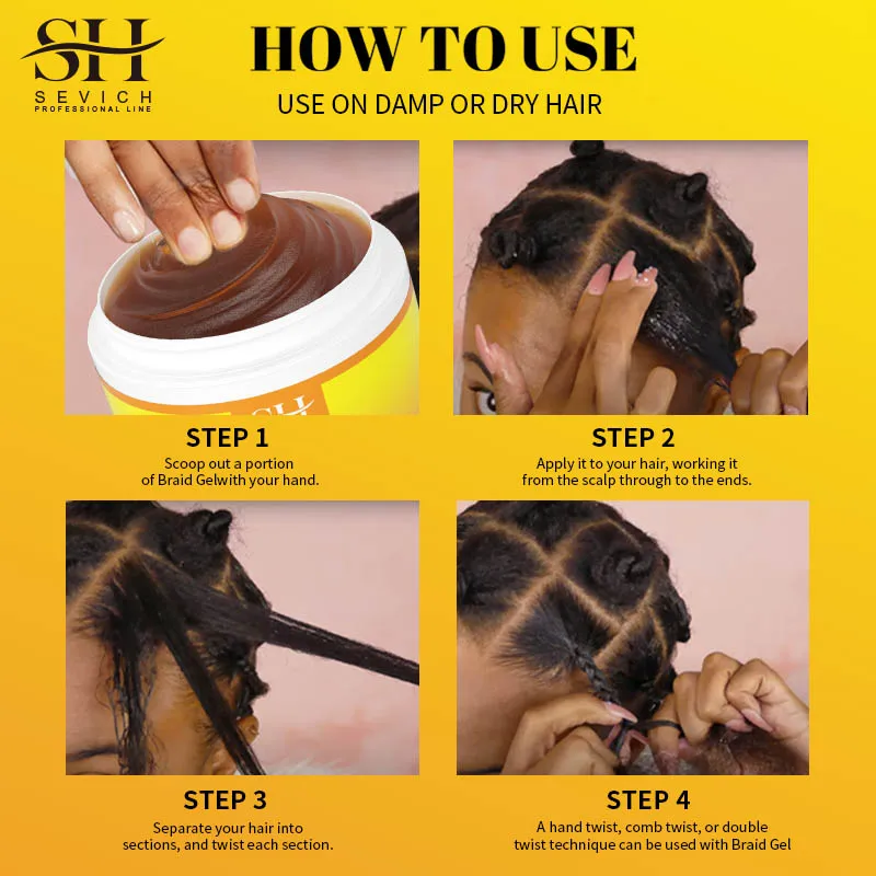 100g Hair Braiding Gel Styling Waxes Cream Edges Braid Wax Twist Strong Hold Pomade Anti-Frizz Hair Care Dreadlocks Styling Wax 4