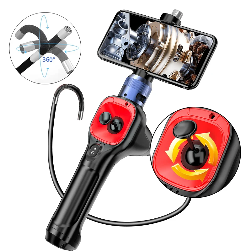 Newest Articulate Endoscope Camera Automotive Inspection Camera for iPhone Android Four Way 360°1080P HD 6.2mm Tube Camera