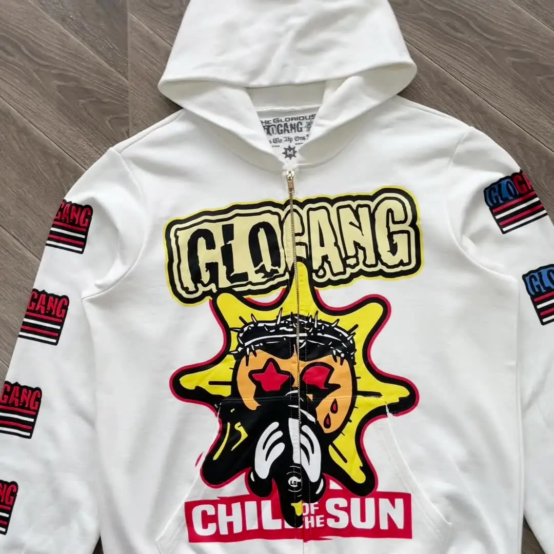 Glo Gang Boyz Worldwide Tee Drink cartoon zip-up hoodie for