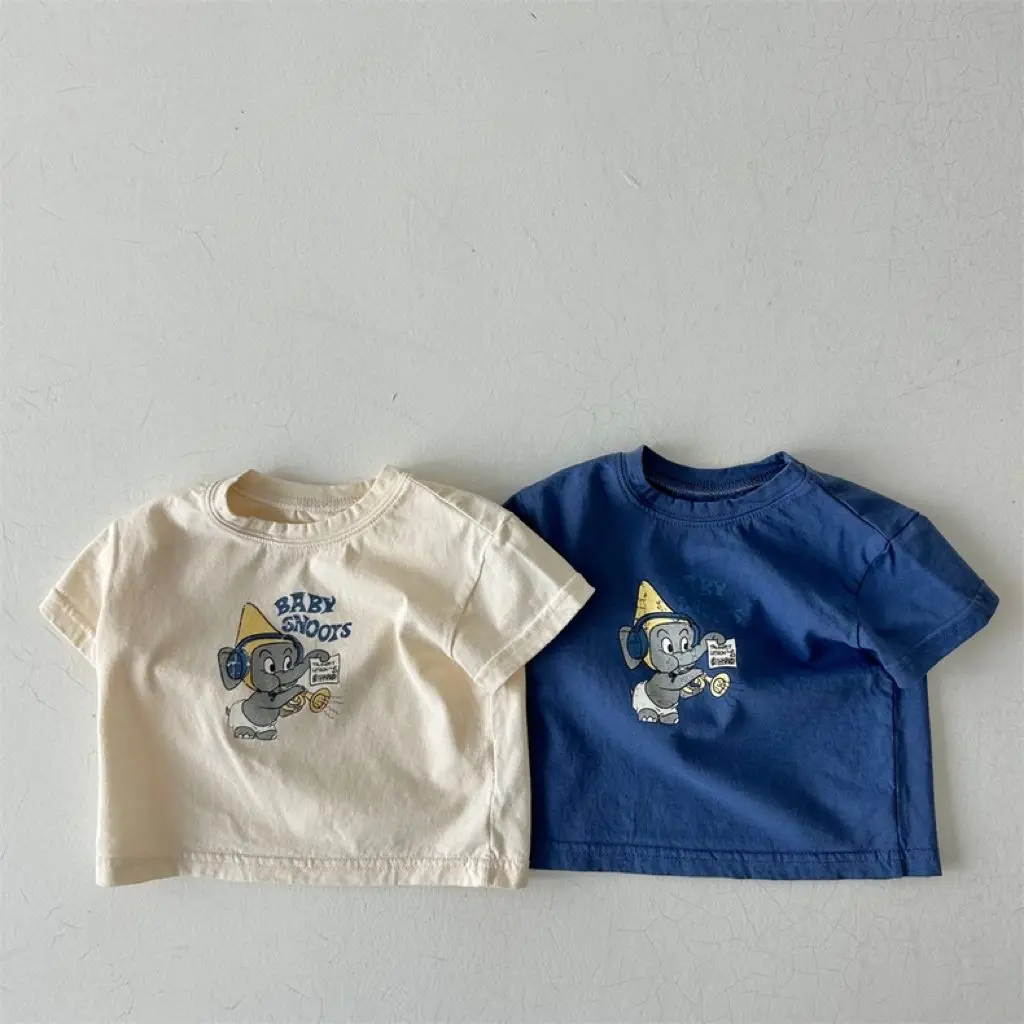 

2024 New Baby Boy Cartoon Print T Shirts Cute Infant Girl Cotton Short Sleeve T Shirt Toddler Casual Tops Kids Tee Clothes