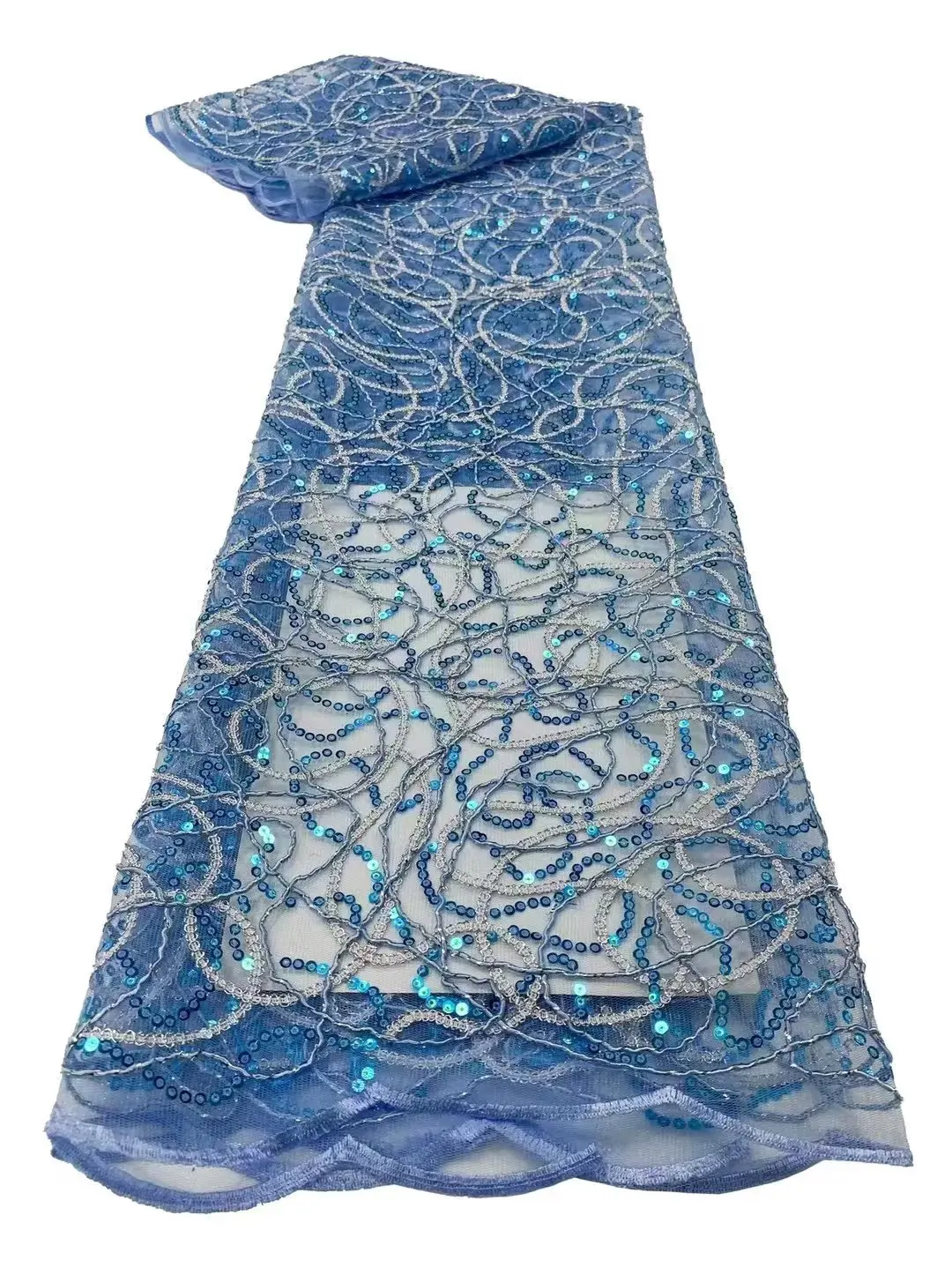 

New fashion Embroidery sequins Tulle Lace Fabric, Shinning Lace for party dress
