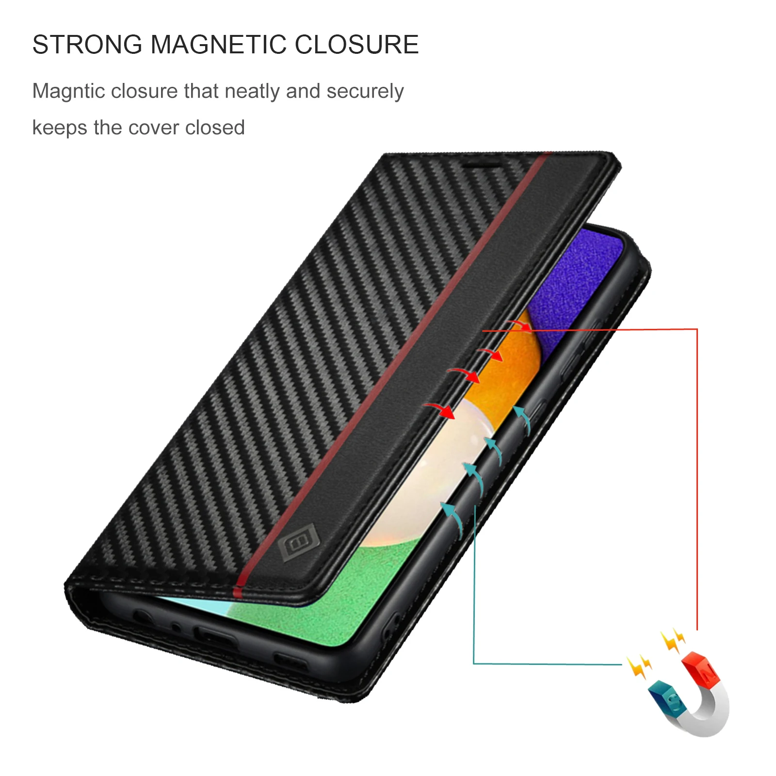 Carbon Fiber Leather Wallet Phone Case Cover