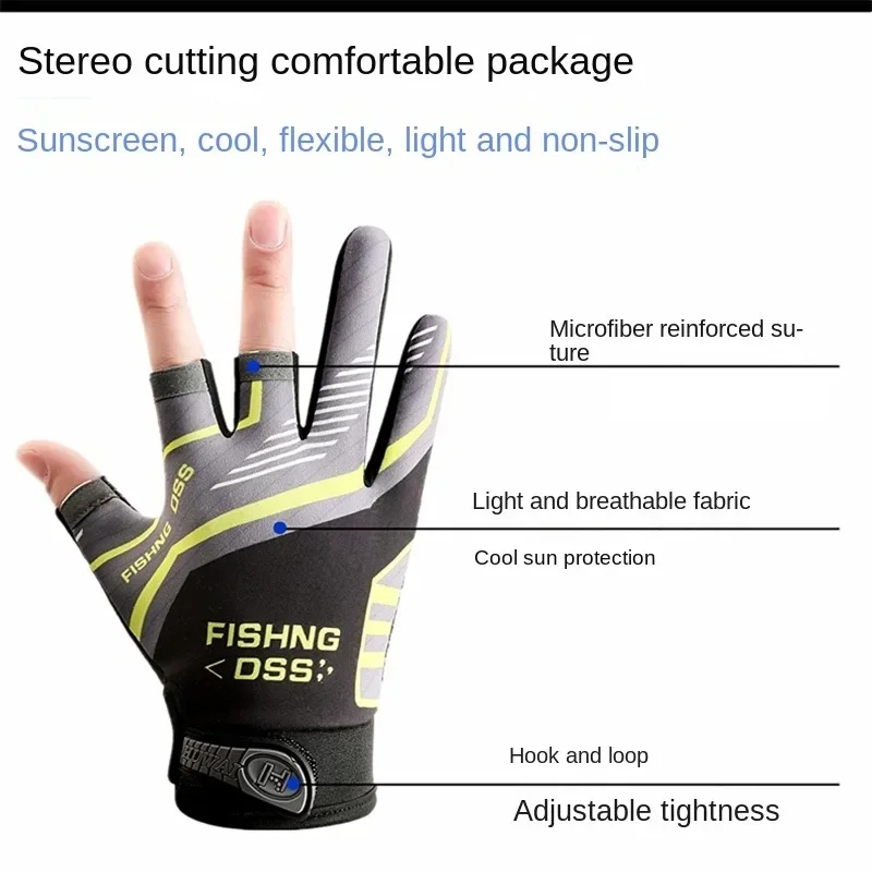 Men Fishing Cycling Three Finger Cut Gloves Summer