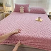 Winter Warm Fitted Sheet Milk Velvet Bed Cover Solid Color Thickened Mattress Protector for Bedroom Living Room Mattress Cover 4