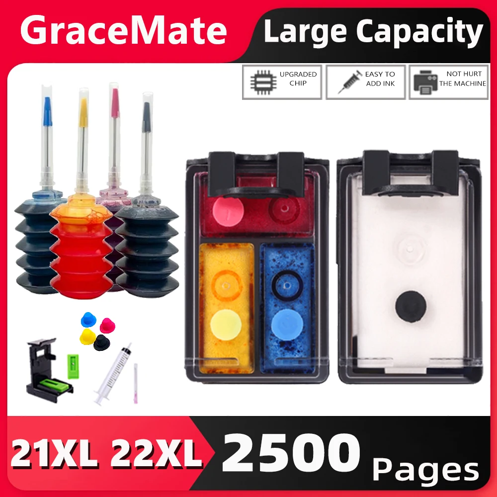 Чернильные картриджи GraceMate для принтера 21 22 HP PSC 1410 DeskJet D2360 D1560 D2460 F335 F380 F390 F2180 F4180