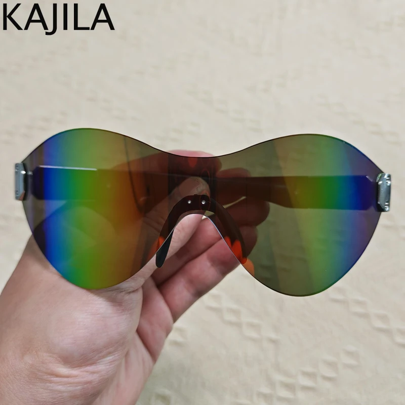 

Oversized Y2K Punk One-piece Rimless Sunglasses Women 2024 Luxury Brand Vintage Big Frame Sun Glasses For Men Frameless Eyewear