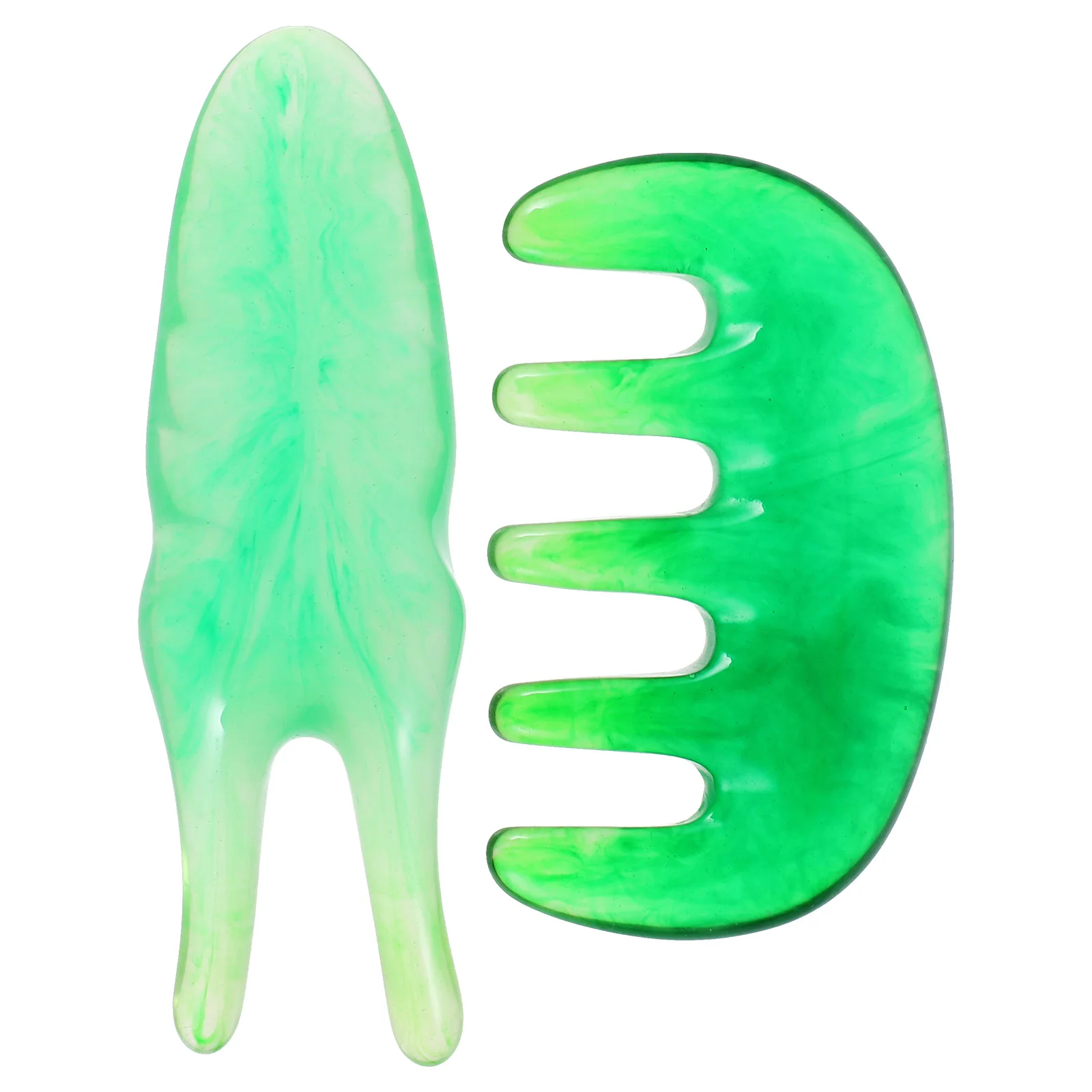 

2pcs GuaSha Scraping Tool Scalp Comb Handheld Deep Tissue Trigger Point Scraping Board Pen for SPA Meridians Green