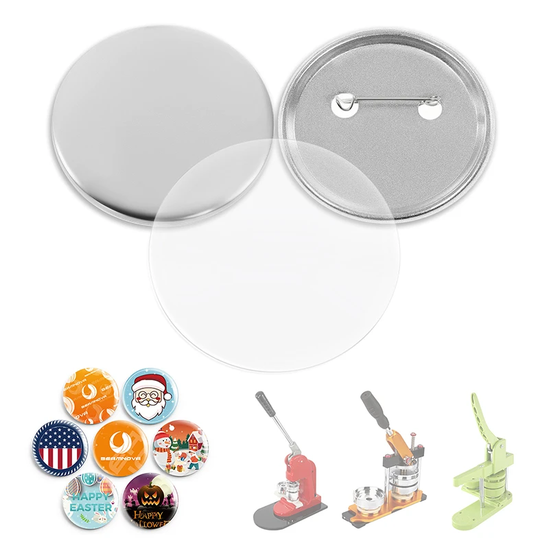 Badge Parts Badge Pin Button Making Supplies 100/200Sets 25/32/37/44/58mm Badge Button Making Parts Button Maker Machine Blank Consumables for DIY Making Badge Pins