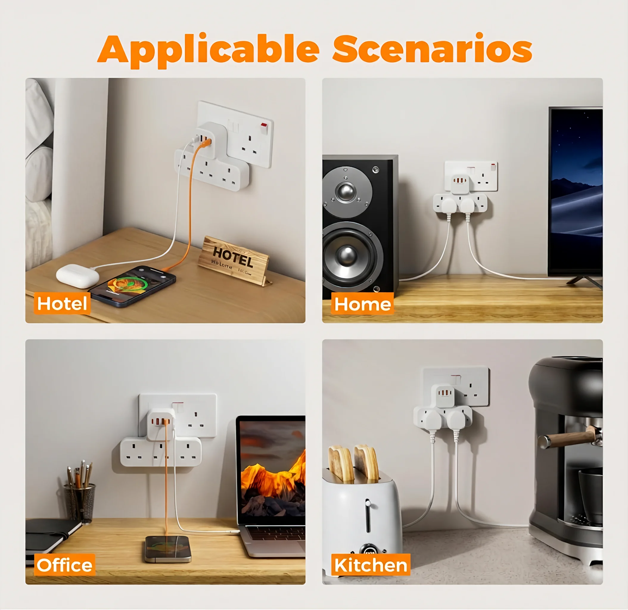 High-Power Wall-Mounted Outlet with USB-A and USB-C Charging Ports