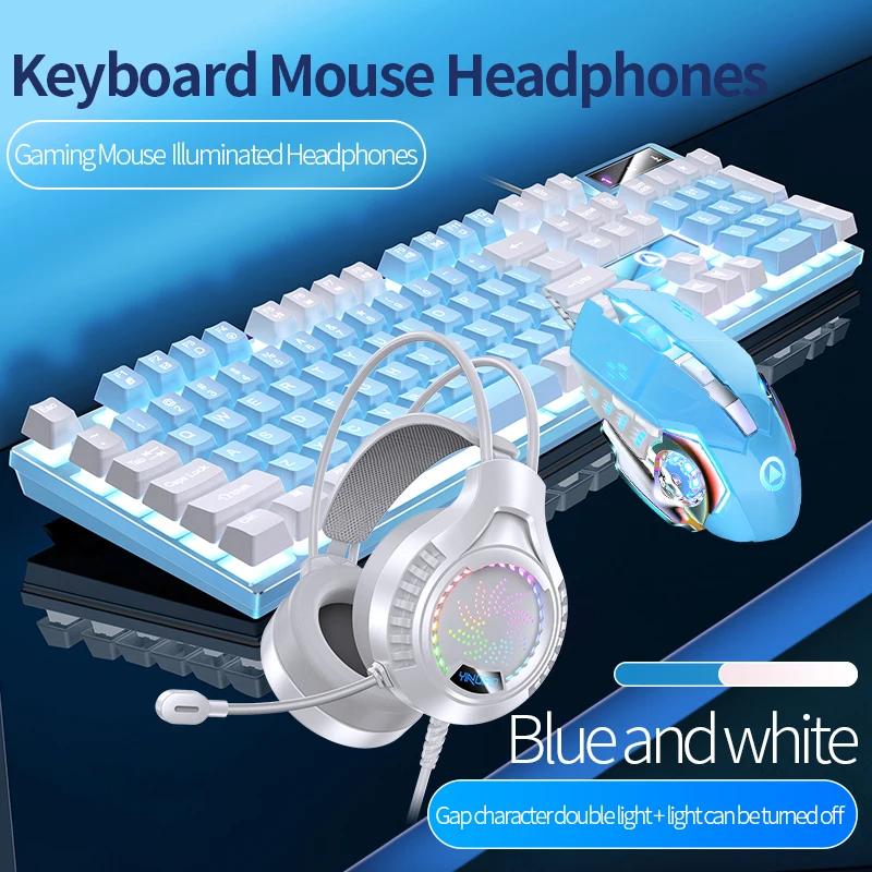 Conjunto de Mouse e Teclado com Retroiluminação com Fio Fone de Ouvido 104 Teclas Mouses 3600dpi Usd 3.5 mm Combos para pc Gamer - Imagem 6