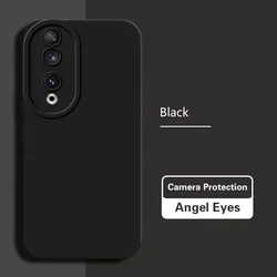 Elegant Soft Liquid Silicone Angel Eyes Phone Case - Plain Color Housing, Original Back Cover Protection for Honor 100 (Classic Black)