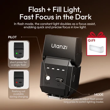 Ulanzi SL03 Mini Camera Flash Light Speed Lite for Canon for Sony for Nikon for Fuji Camera DSLR Vlog Outdoor Photography Shots