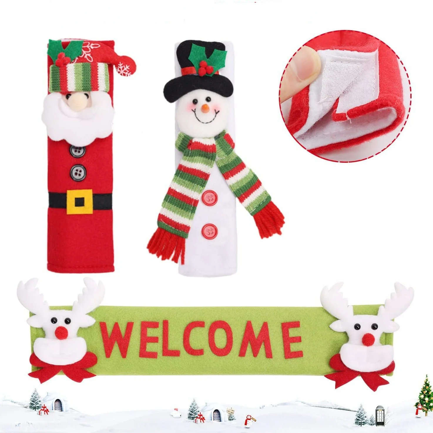 Christmas supplies-European style microwave gloves cartoon velvet snowman refrigerator gloves oven protective cover