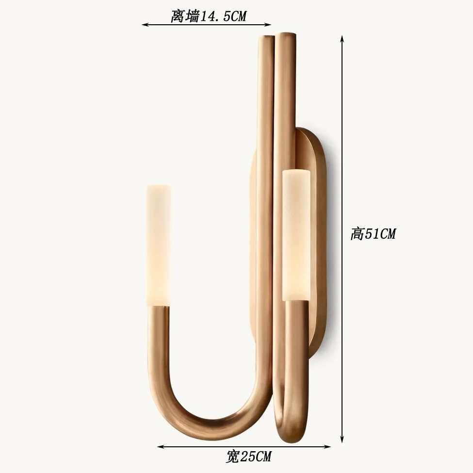 Description Picture 2 of itemDouble Sconce Solid Brass LED Wall Lamps with Glass Shade Home Decoration Bathroom Sconce Lighting Bedroom Black Lustre