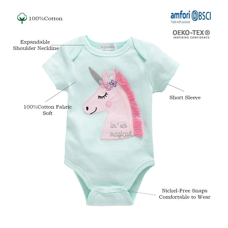 Unicorn Baby Girl Romper Set 3