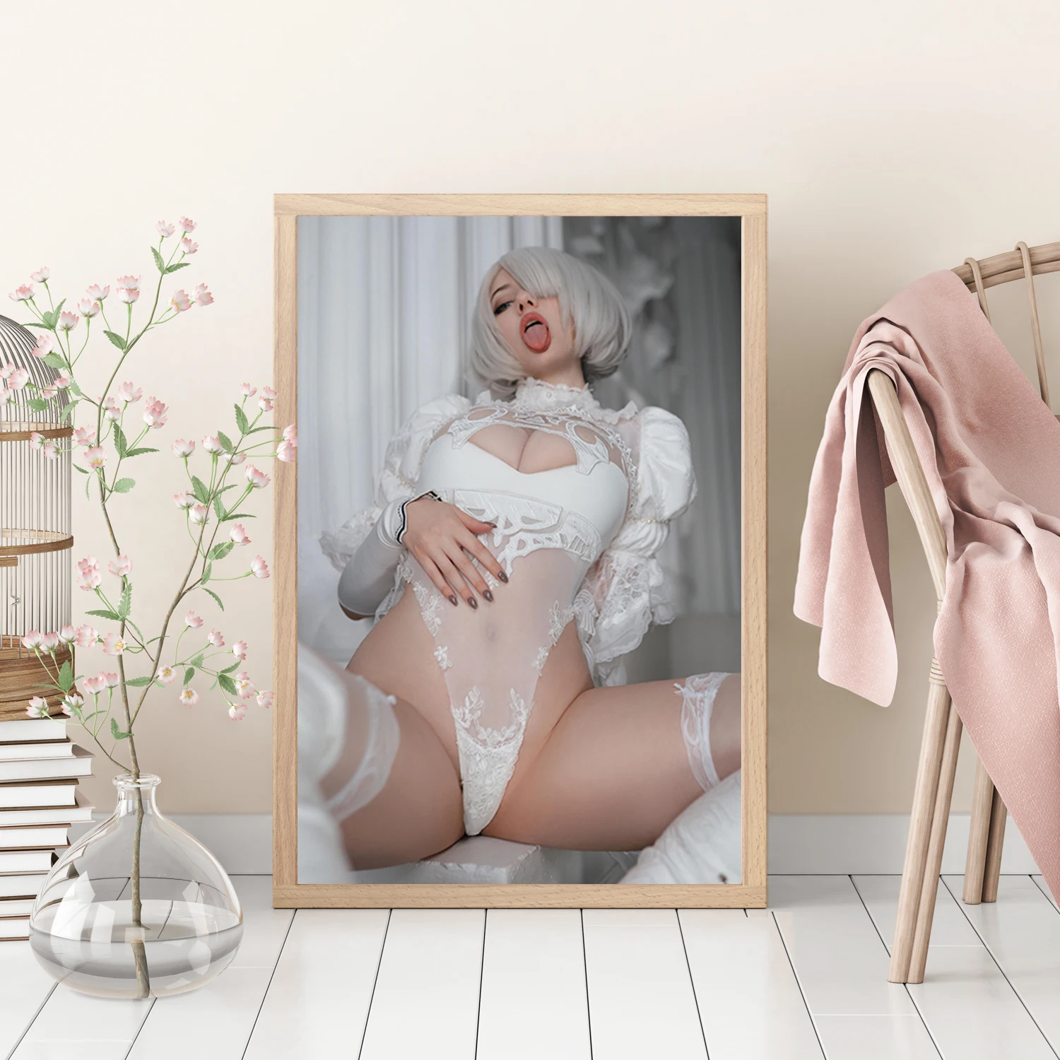 NieR:Automata Alina Becker Sexy Girl Cosplay 2B HD Canvas Poster wall art  decorative painting Home Decor Painting Custom size