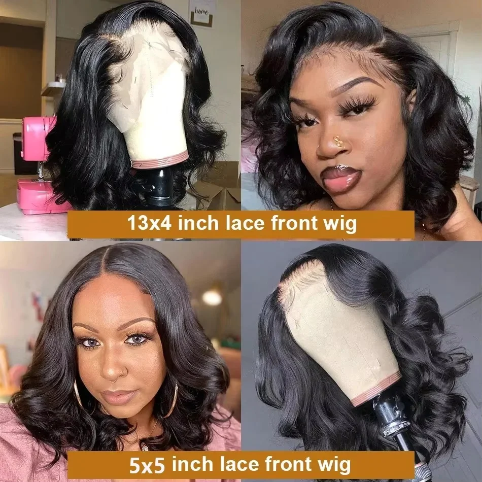 5X5 4X4 Glueless Body Wave Bob Wigs 13X4 13x6 HD Lace Frontal Wig Human Hair Natural Wave Wig Short Bob Wigs of Women 4