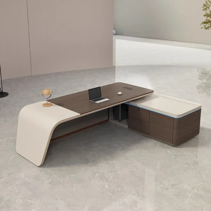 Scrivania Direzionale Moderna di Lusso per Casa, Scrivania da Ufficio a L con Cassetti in Offerta, Scrivania per Computer con Spazio di Archiviazione e Organizzatore per Scrivania - immagine 4
