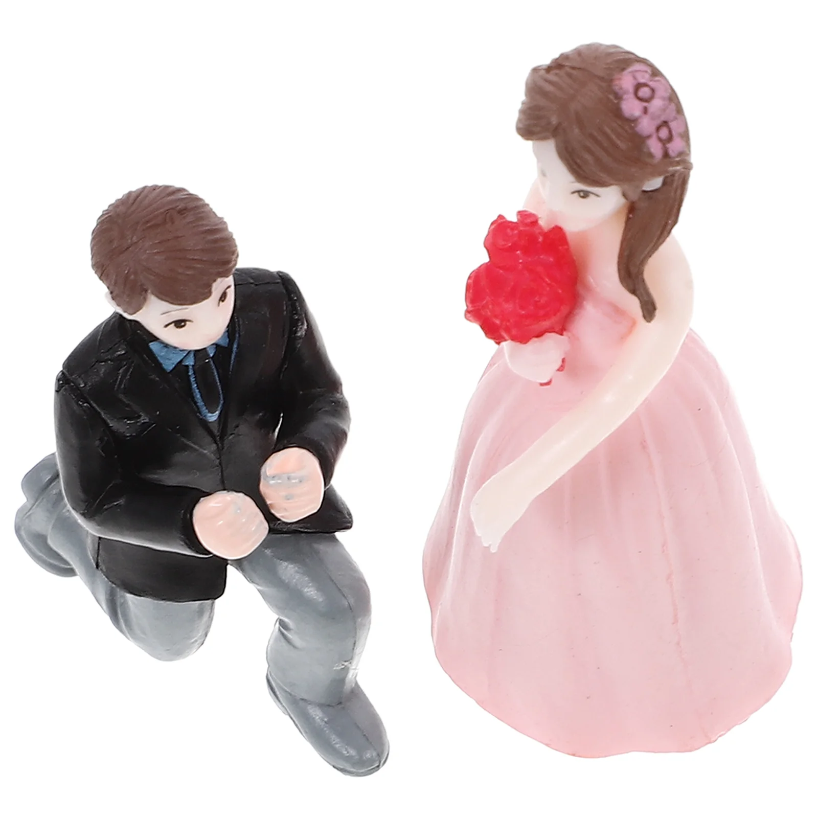 

1 Set of Proposal Couple Dolls Decorative Cake Topper Desktop Ornament