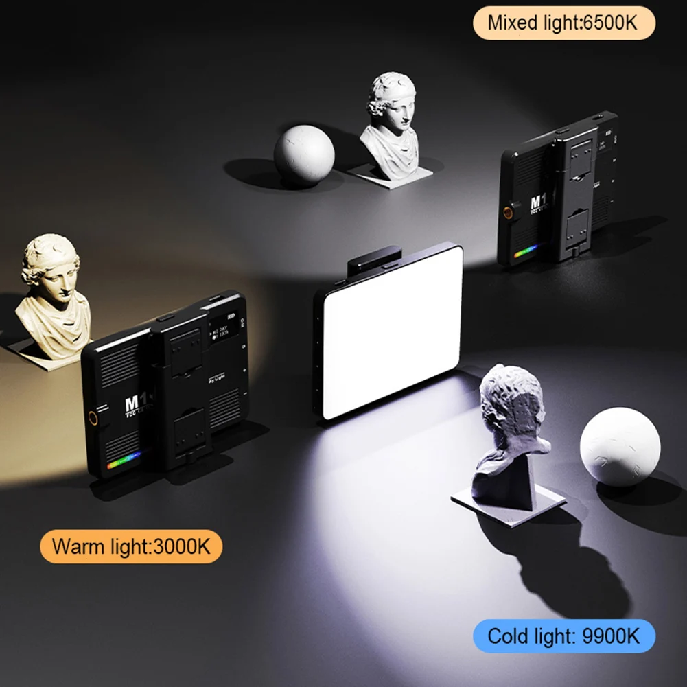 풀 컬러 충전식 RGB LED 비디오 라이트, 사진 필 라이트, 1500mAh, 조도 조절 2500-9900K 패널 라이트, 사진 스튜디오 램프, M15