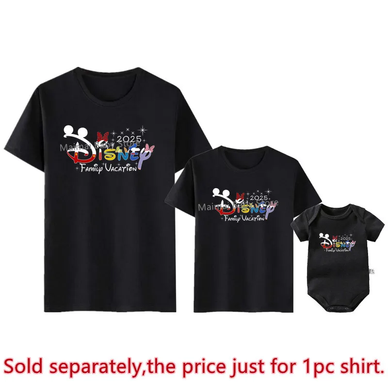 2025 Disney Family Vacation Shirts Father Mother Daughter Son Kids Tshirts Look First Disneyland Trip Family Matching Outfits 3