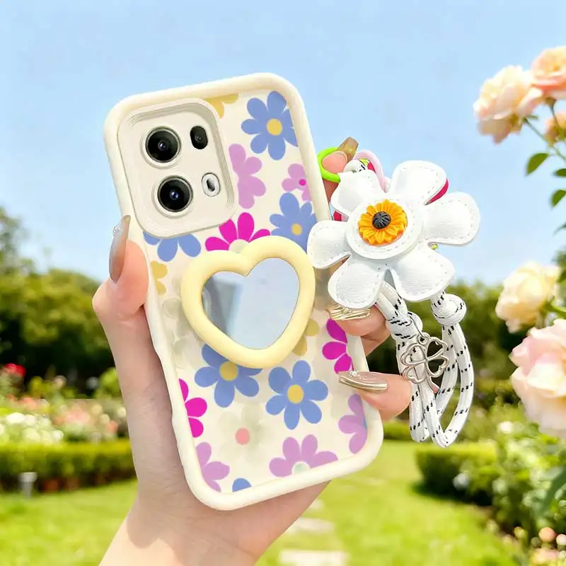Cartoon Flower Phone Case Set with Lanyard and Craft Embellishments