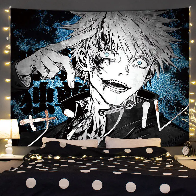 Jujutsu Kaisen Tapestry Gojo Satoru Wall Hanging Painting Anime Tapestries Home Bedroom Wall Decor Room Decoration Art tapestry decor anime wall decor