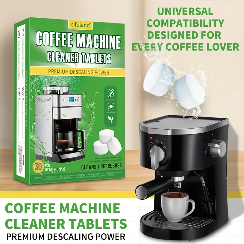 Coffee & Espresso Machine Cleaning Tabs,30 Count, Premium Descaling and Refreshing Solution Suitable for Coffee Makers & Kettles