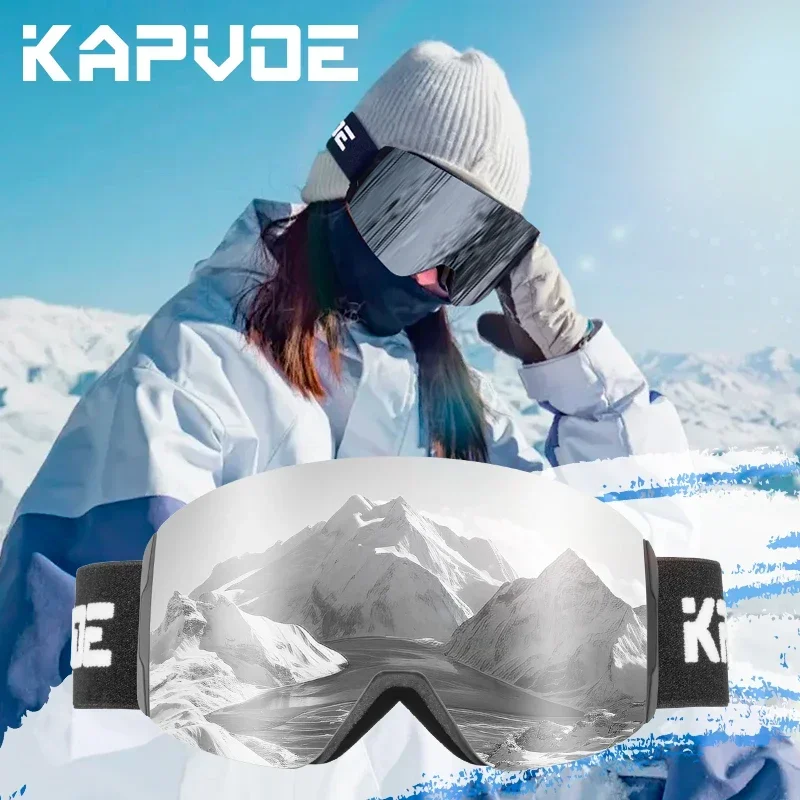Kapvoe Photochromic Ski Goggles Magnetic Anti-Fog Lenses UV400 Protection Men Women Ski Goggles Winter Sports Eyewear 6