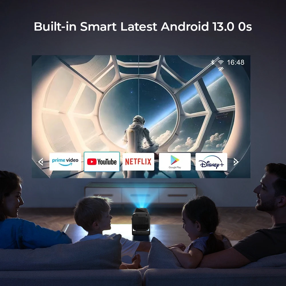 V1 Projector Android13 4K Native 1080P 500ansi Amlogic 950S Chip Wifi6 Dual Wifi BT 1920x1080P Home Cinema Portable Projector