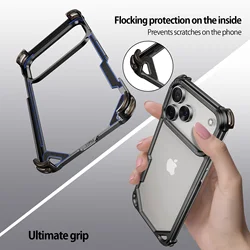 Ultra - Thin Minimalist Metal Phone Case with Wireless Charging Support - iPhone 17 (Black)