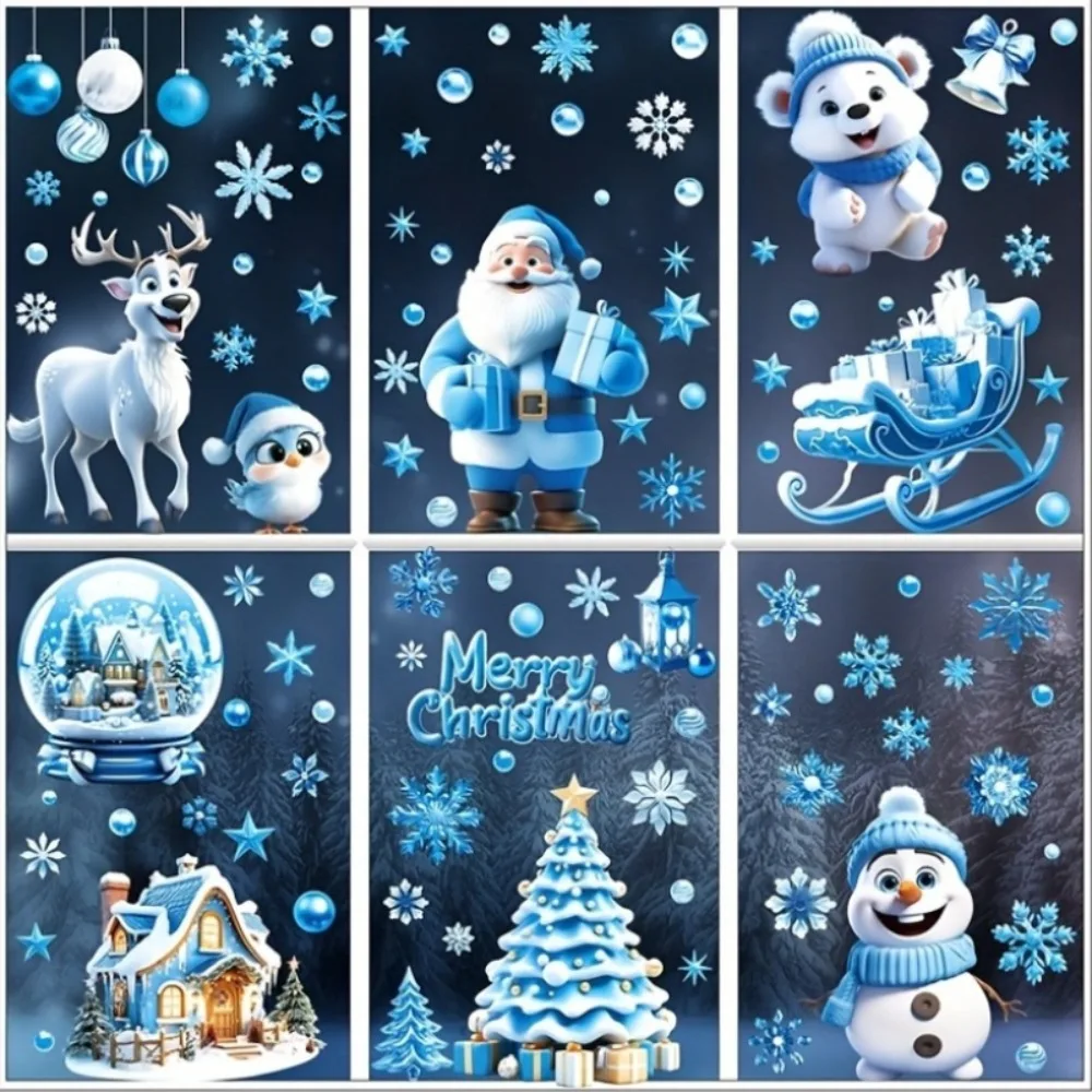 Christmas Festive Window Clings 9 Sheets/110pcs Merry Christmas Stickers for Glass Windows-Snowflake, Reindeer, Santa