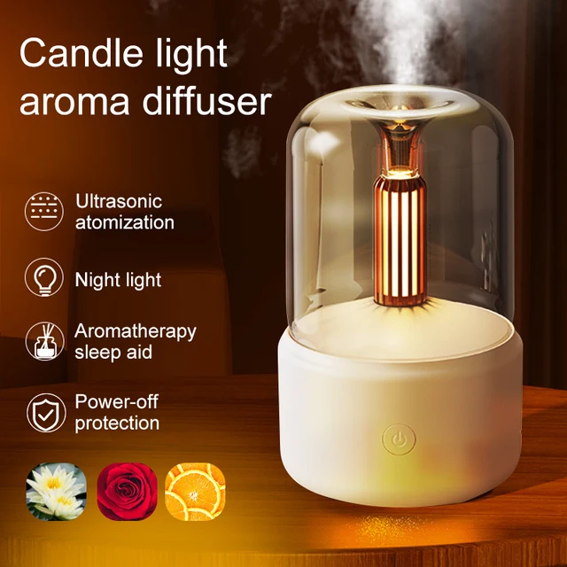 120 Ml Hordozható Gyertyafény Aroma Diffúzor Usb Elektromos Otthoni Levegő Párásító Hűvös Köd Készítő Illóolajok Led Éjszakai Fény