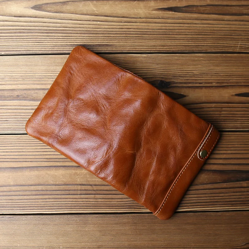 NZPJ Vintage Genuine Leather Wallet Natural Top Layer Cowhide Men's Wallet Ladies Card Holder Coin Purse