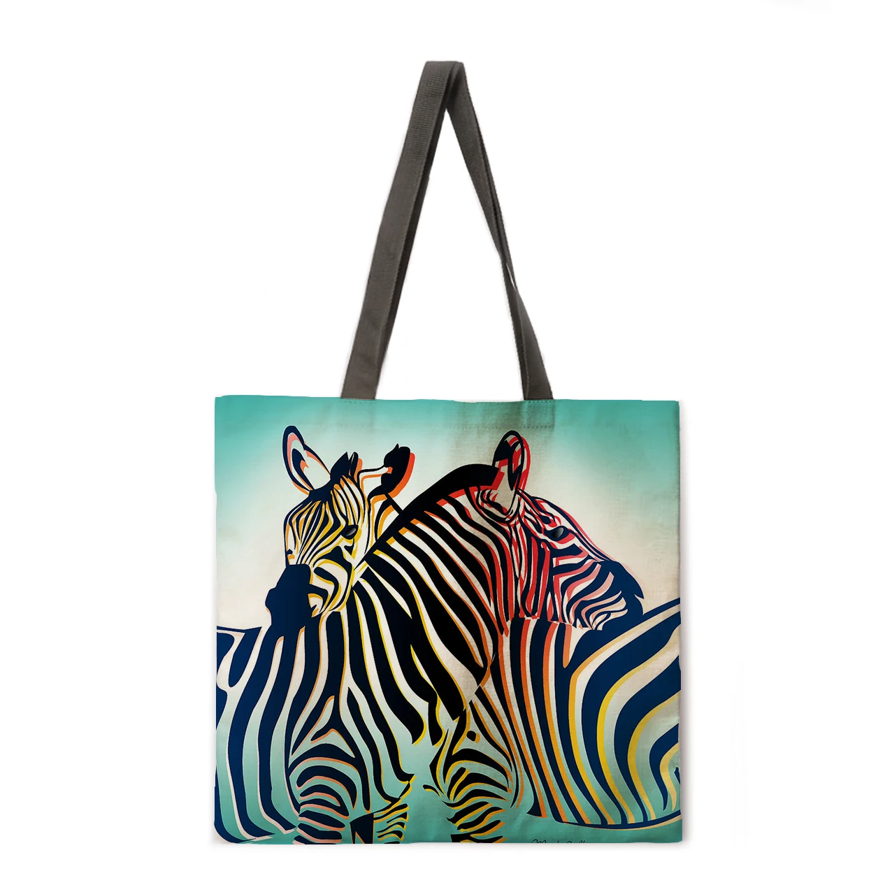 

Custom Handbag Black Zebra Print Travel Shoulder Bag environmental protection linen shopping bag suitable for printed women