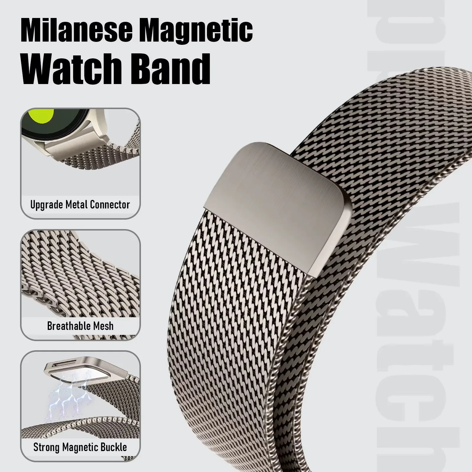 Premium Steel Mesh Milanese Loop Metal Bracelet Strap - Various Sizes