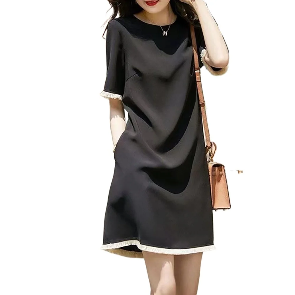 

French fashionable slim black dress Hepburn fashion design trendy woman