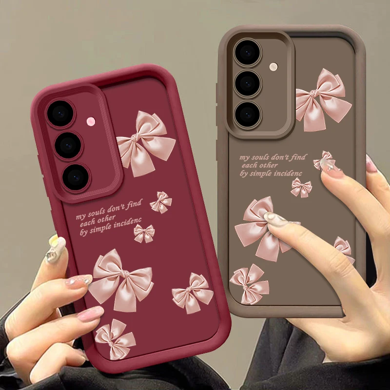 Pink Bowknot Silicone Phone Case - Stylish Soft Cover Design