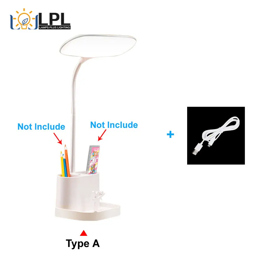 

Настольная лампа с аккумулятором, милый современный светильник для учебы, гибкий светильник для студентов, для чтения, сенсорный Настольный светильник, держатель для ручек, Прямая поставка