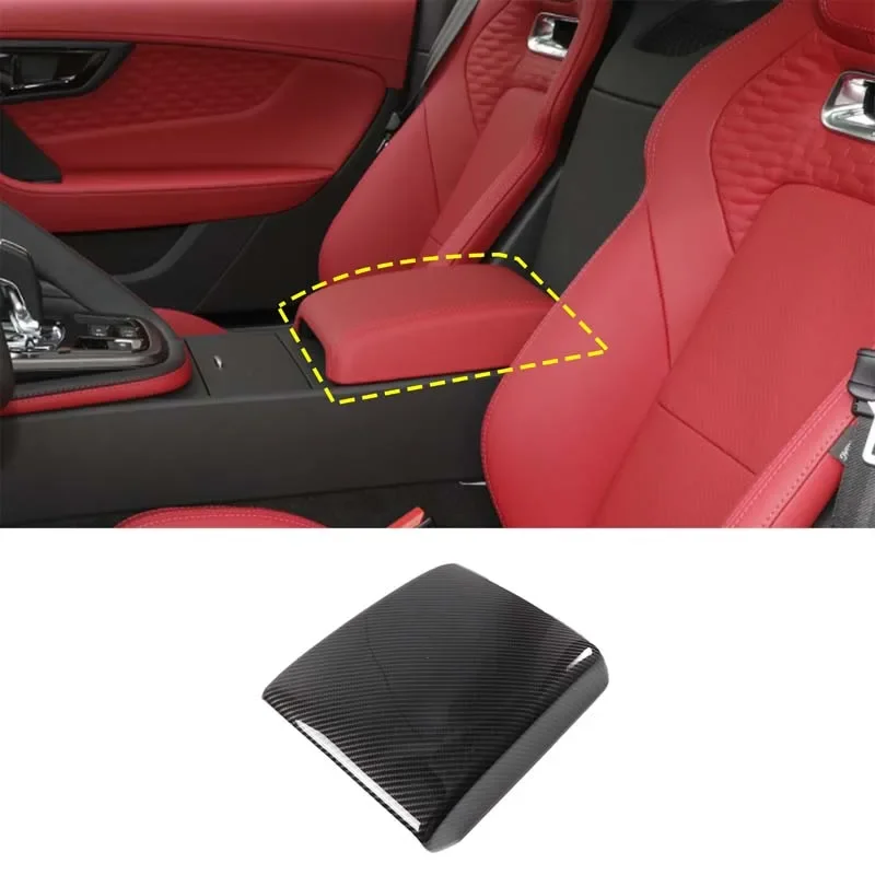 

For Jaguar F-TYPE 2013-2024 ABS Carbon Fiber Car Armrest Box Protective Cover Sticker Auto Parts 1PCS
