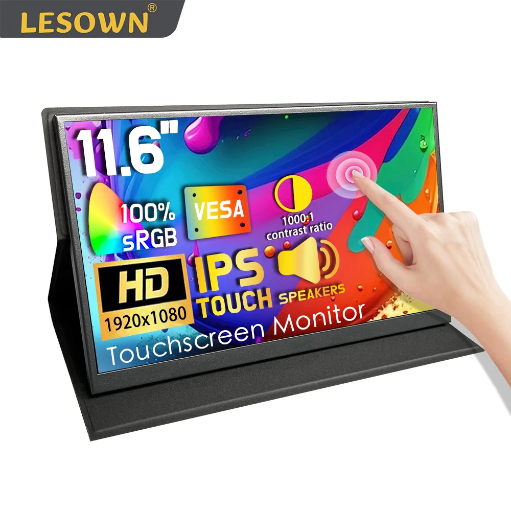 Lesown Monitor Lcd Da 11.6 Pollici Ampio Touch Screen Full Hd 1920X1080 Hdmi Usb Tipo C Display Portatile Pc Smart Phone Screen Extender