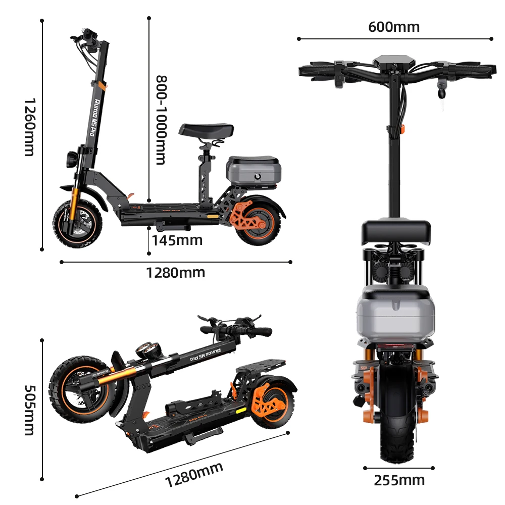 Ruitu M5Pro Powerful 1200w Motor Adult Scooter High Speed 52km/h 48V 20.8ah Battery 10-inch Tire Foldable Electric Scooter