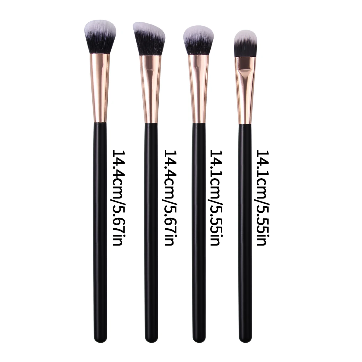 4PCS 부드러운 나무 손잡이 아이 메이크업 브러쉬, 아이섀도 브러쉬, 스머더 브러쉬, 디테일 브러쉬, 다목적 미용 도구
