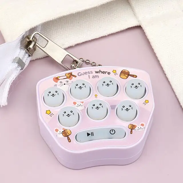 Cartoon Handheld Mini Fun Whack-A-Mole Game Machine Key Chain Cute Creative  Playable Gopher Machine Keychain Kids Toy Gift Charm